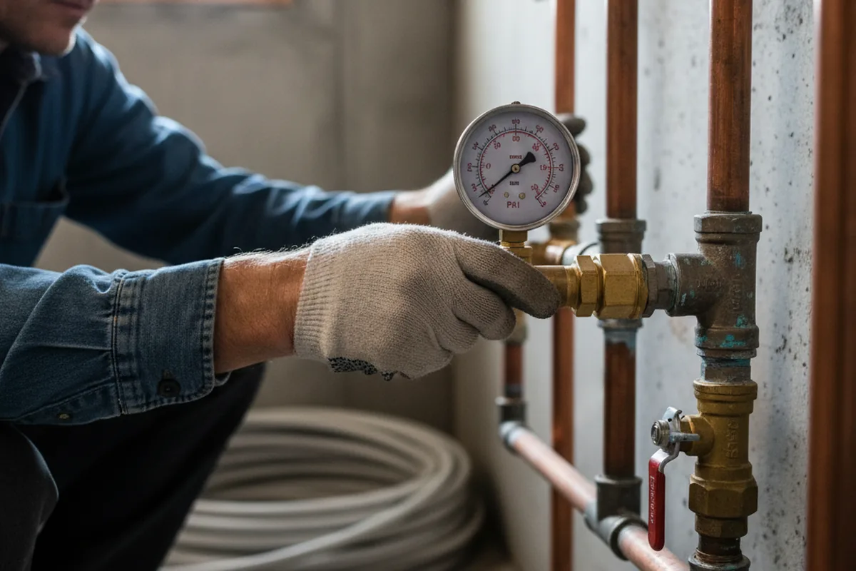 Pressure testing a repaired line during Water Line Repair in Timpson