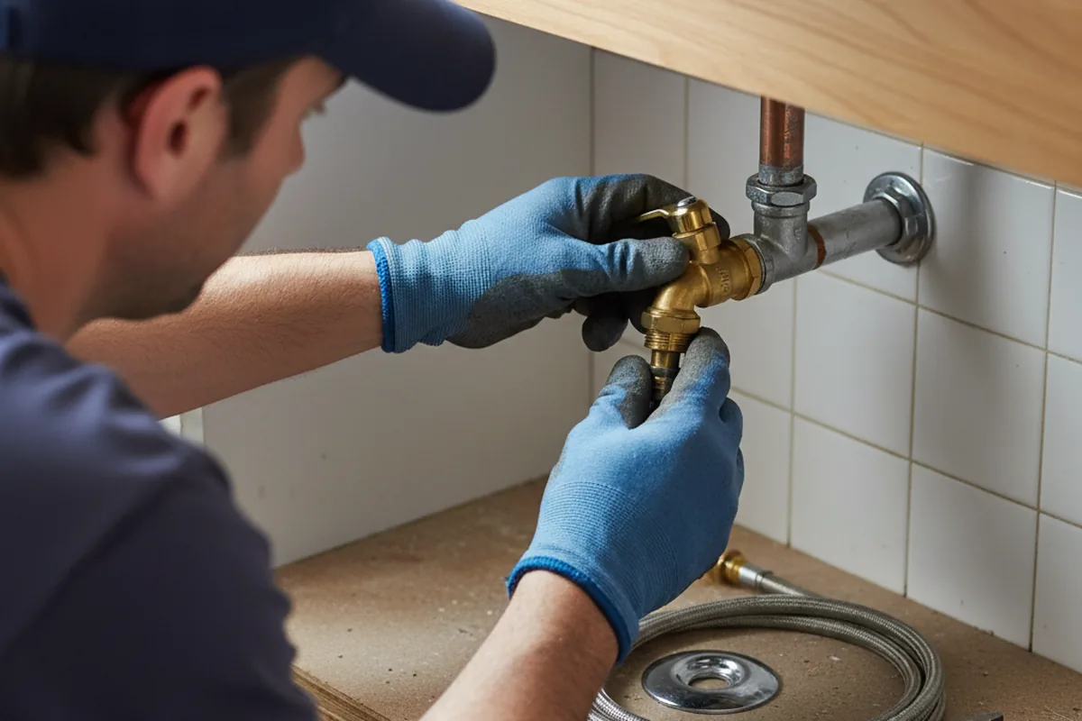 Shutoff valve and fitting work during Burst Pipe Repair in Timpson